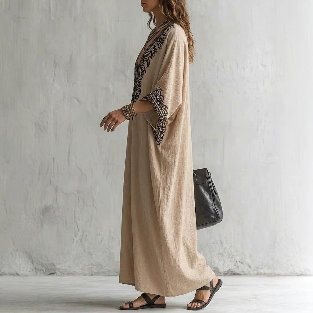 Women Boho Embroidered Kaftan  - Cover Up Kaftan recension och pris