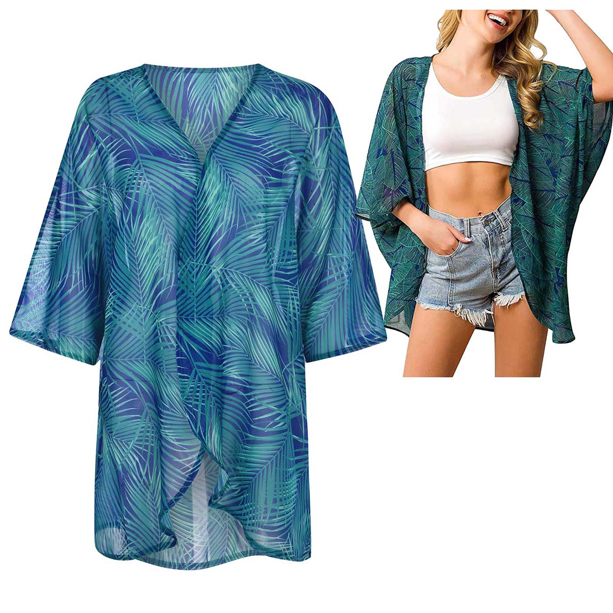 Women's Loose Sheer Chiffon Ki - Kimono Sheer Floral recension och pris